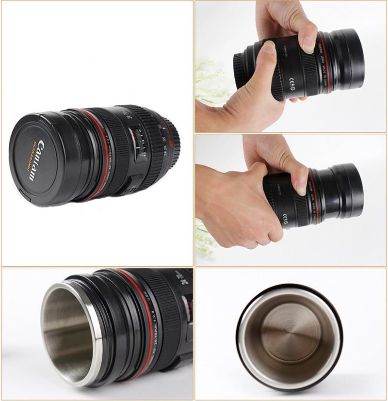 Cupa Obiectiv SLR Model Obiectiv Telescopic Cameră Cupă Casual din Plastic cu Capac Cană de Cafea Negru Cănă de Apă Cadou Creativ