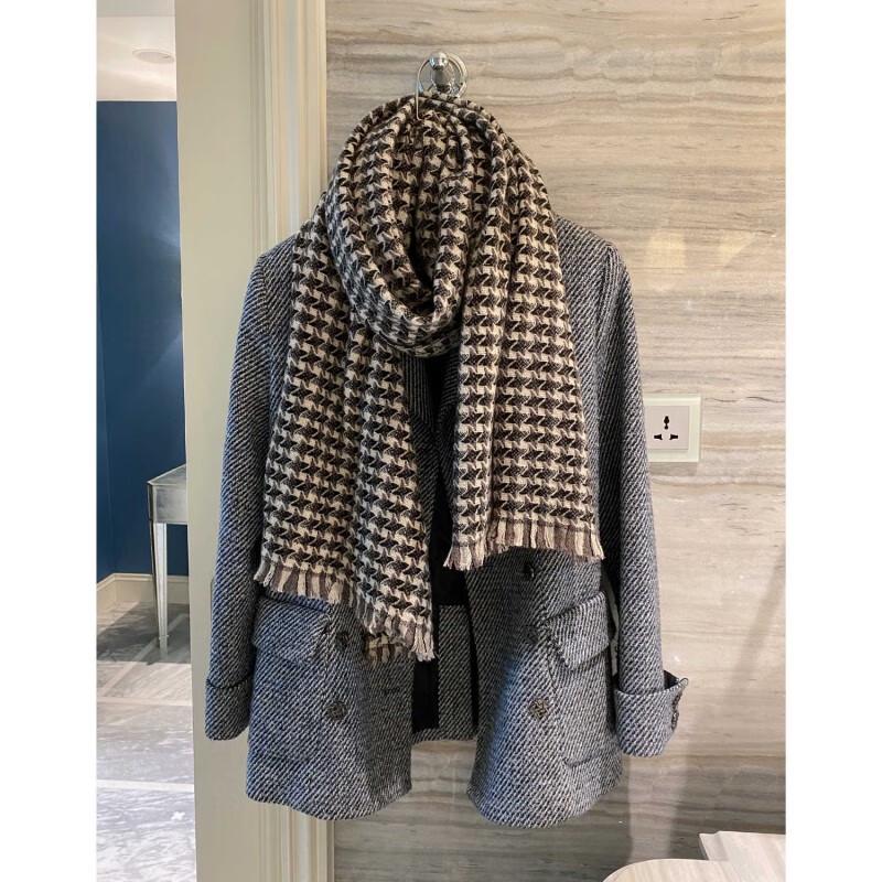 NINA SOLOR 100% Cashmere Houndstooth Scarf Shawl