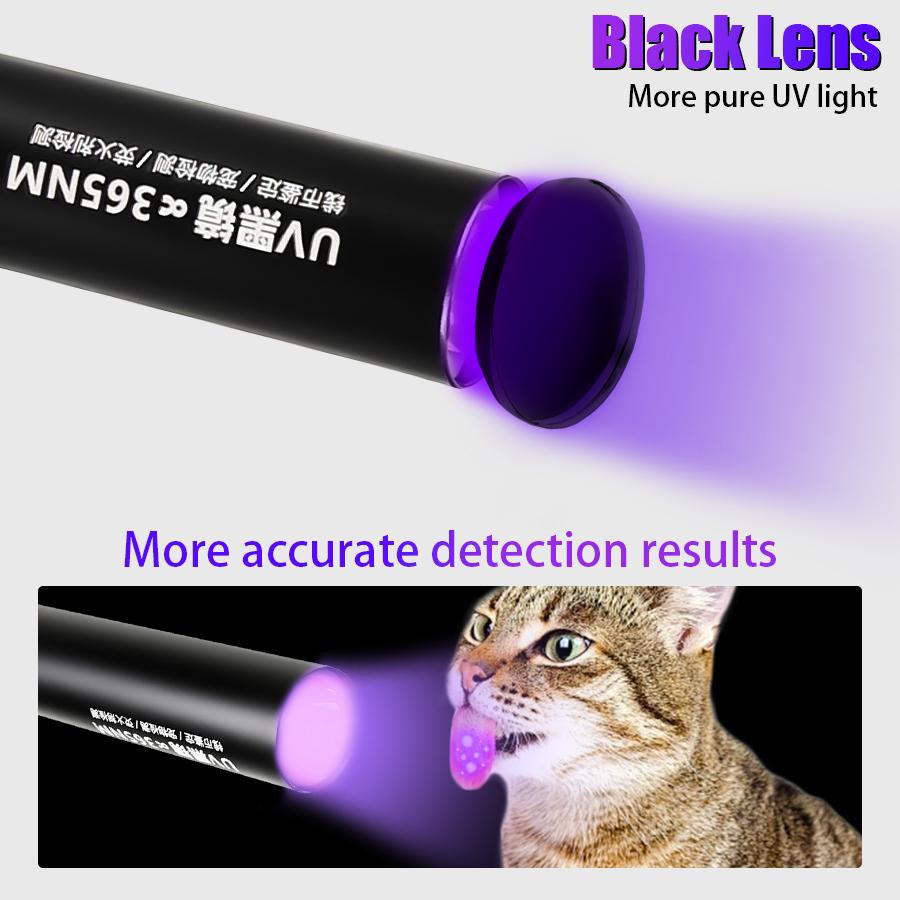 UV Light Rechargeable USB Flashlight 365nm Blacklight Ultraviolet Lamp LED Portable Mini Handheld Torch Dog Urine Stain Detector
