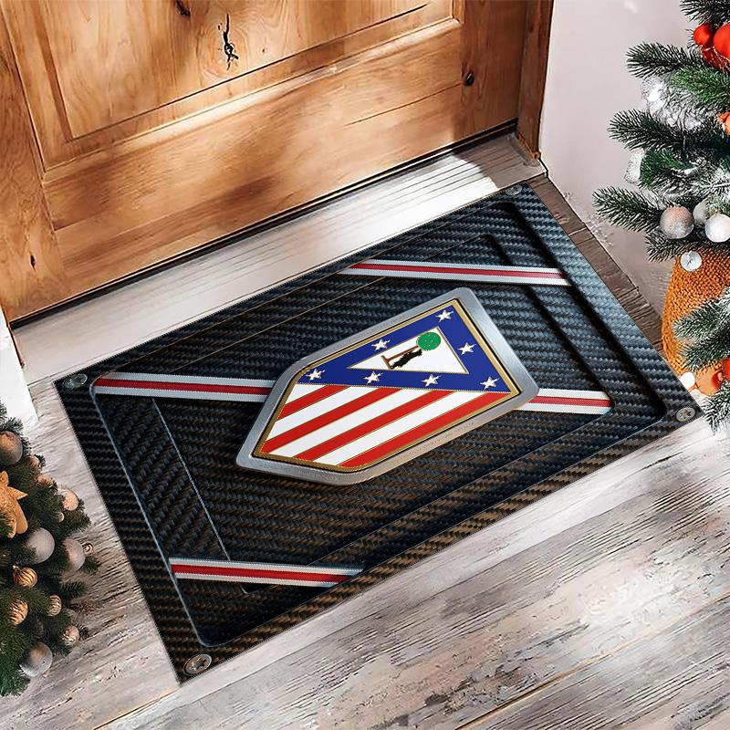 Atletico Madrid Printed Flannel Area Rug Non Slip Soft Polyester Floor Carpet Indoor Decor Mat for Bedroom Living Room Sofa Game Room Home Decoration