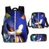 Sonic School Backpack Set For Kids With Breathable Waterproof Oxford Fabric And Cartoon Print For School Use