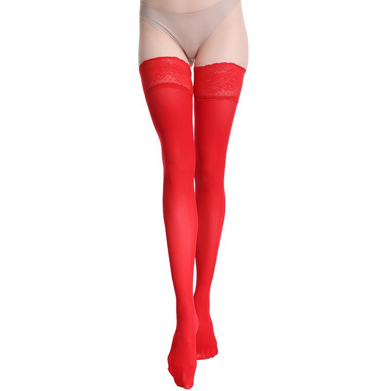 80D Velvet Stockings Spring and Autumn Women's Thigh Socks Sexy Lace Knee Socks Non-slip Cross-border