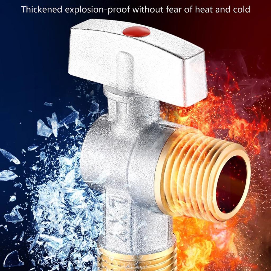 Brass Turn Shutoff Valves 1/2" Connection Heavy Duty Angle Stops Valves Quick Fixing for Water Heater & Sink Faucet
