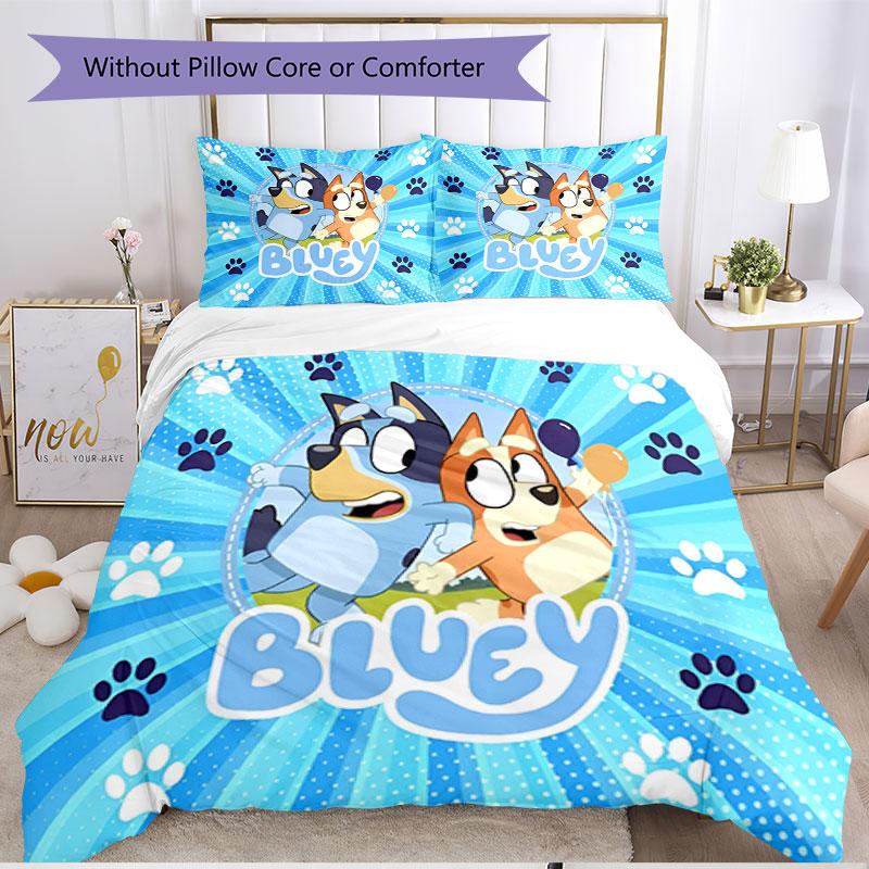 3pcs Duvet Cover Set (1*Duvet Cover + 2*Pillowcase, Without Core), Bluey Print Soft All‑Season Bedding Set, Home Bedroom Decor Gift