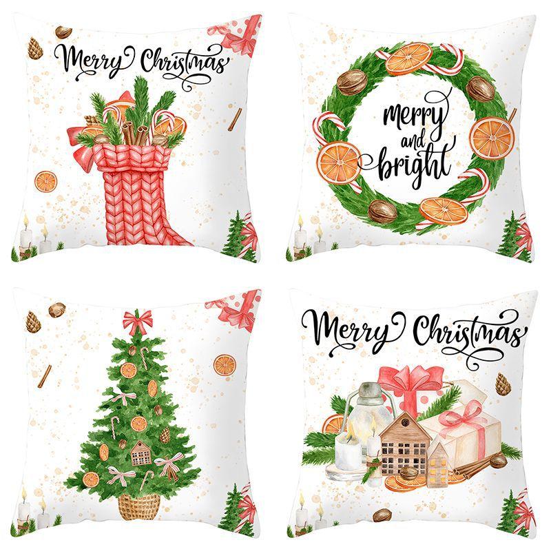 Cross-border Wholesale Christmas Pillow Covers Printed Holiday Sofa Car Pillow Waist Back Cushion Cover
