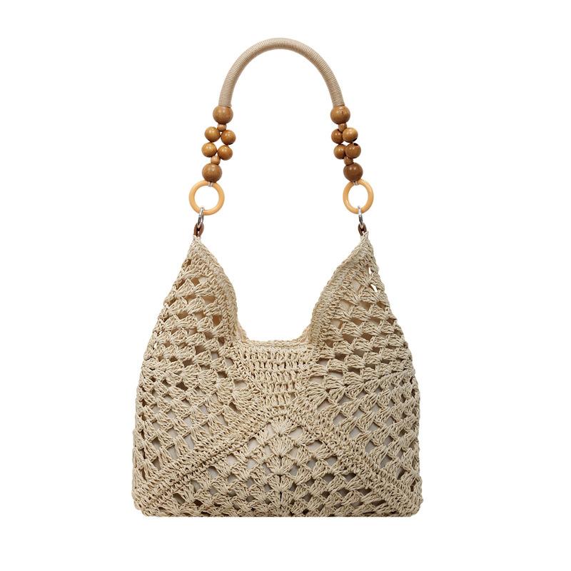 Handwoven Crochet Boho Tote Bag for Women Summer Beach Travel Casual Use