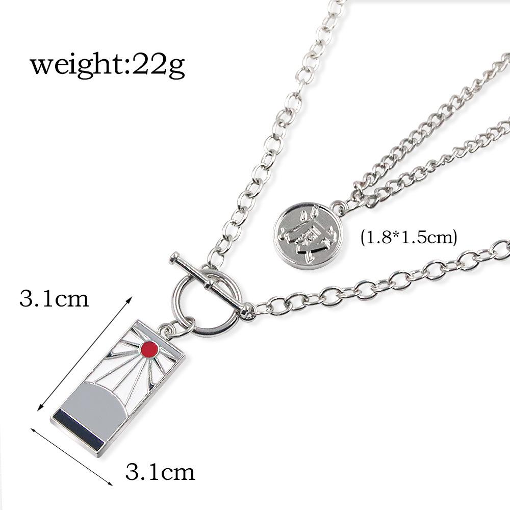 Anime Demon Slayer Necklace Tanjiro Trend Double Layer Design Metal Pendant Necklace For Fans Jewelry Accessories Charm Gifts