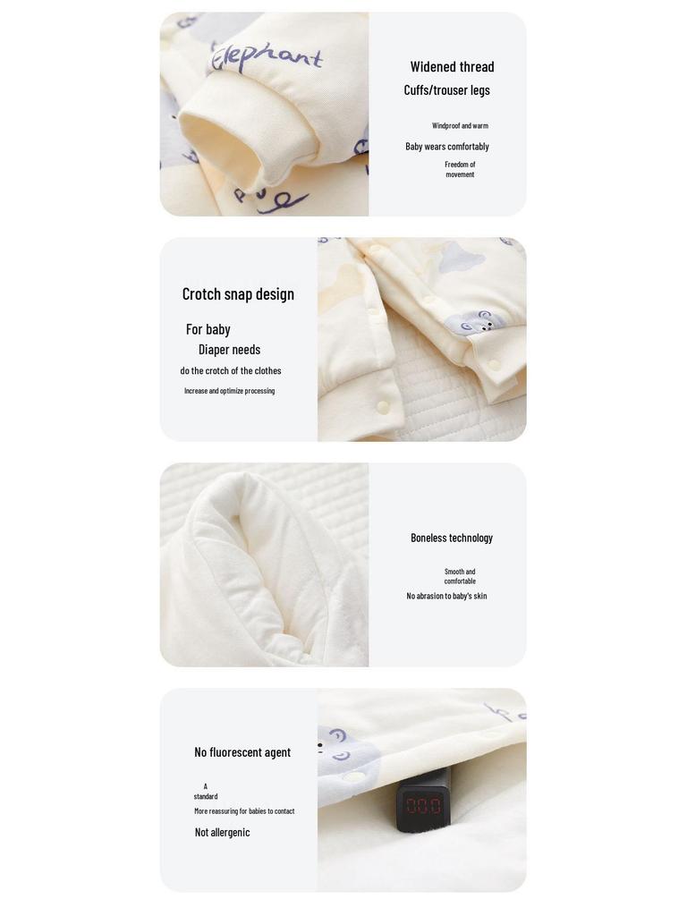 Winter-Ready Baby Bodysuit: 120g Thick Cotton Padded Romper, Pure Cotton Crawling Suit