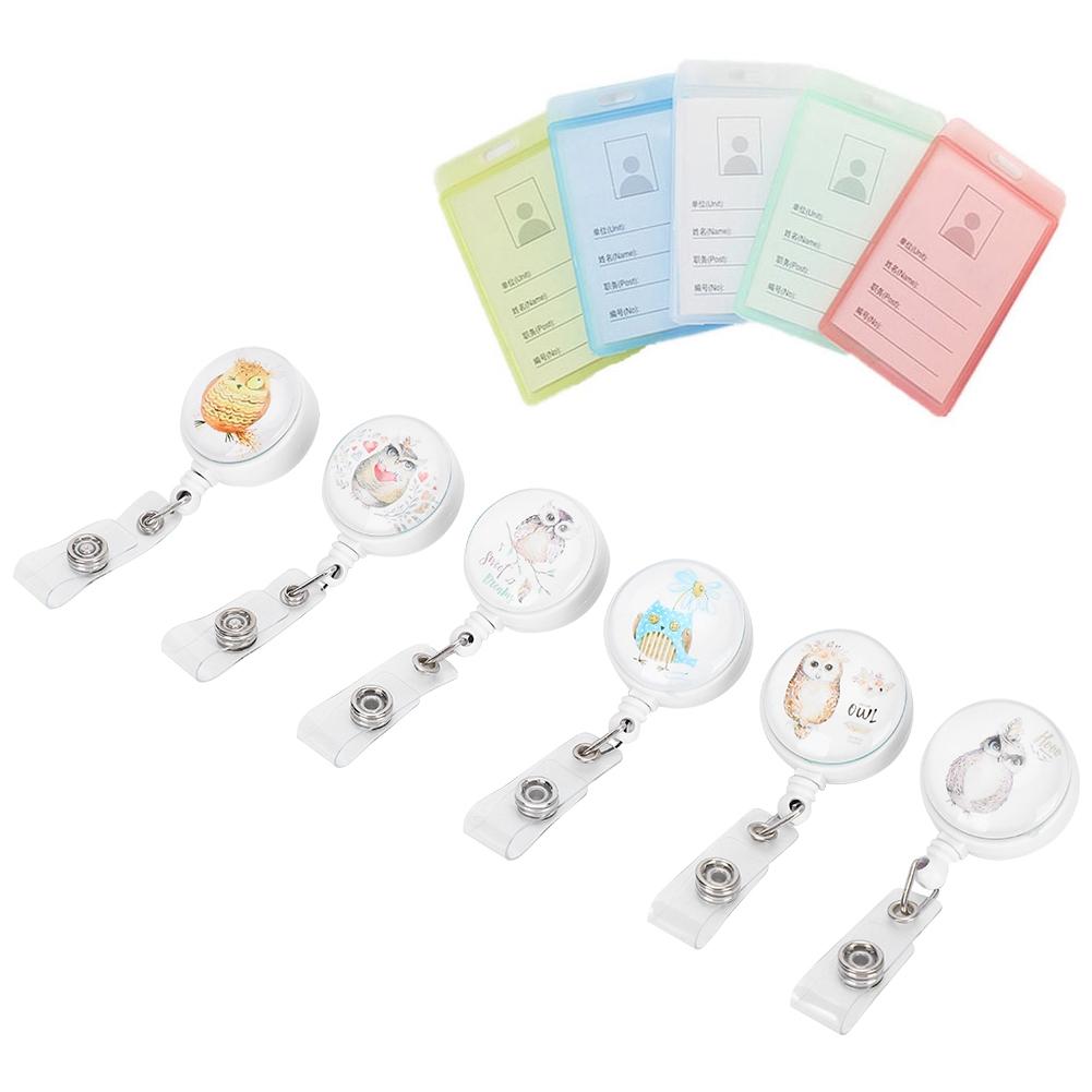 6 ks Zatahovací držák na odznak Roztomilý zvířecí vzor Klip otočný o 360 stupňů pro ID Jmenovka Karta