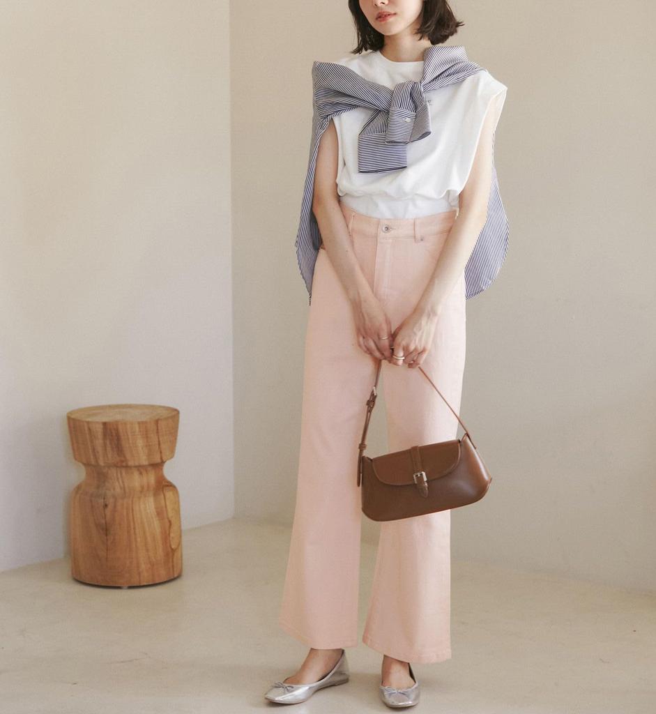 ROPE PICNIC Waist Revolution Denim Waist Shape Flare Denim Color Added Pink 40 Pants/New (63)