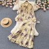 Spring Fashion Bow Top + Heavy Industry Pleated Chiffon Skirt Two-Piece Set Of Foreign Style Broken Flowers