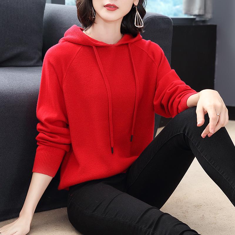Women's Trendy 2024 Korean-Style Short Hooded Sweatshirt: New Color, Knitted Base Layer for Spring/Autumn