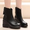Size32-43 Genuine Leather Woman Ankle Boots Zip Ladies High Heel Plush Short Boots Winter Women's Platform Wedges Shoes