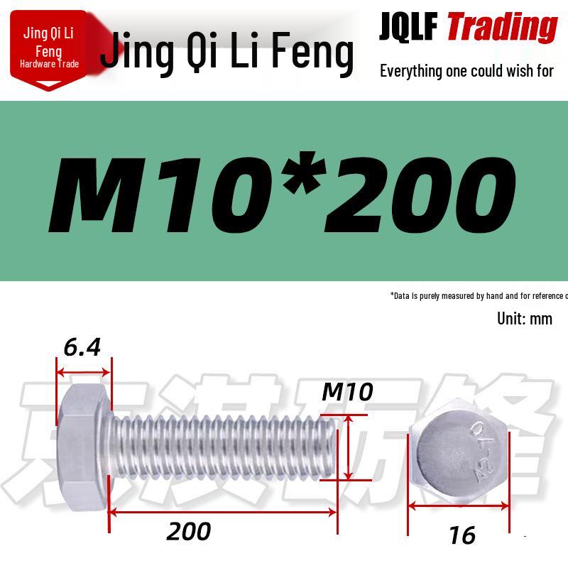 201 Stainless Steel Hex Head Full Thread Bolt: Wear & Corrosion Resistant, M4-M14 for Aerospace Machinery