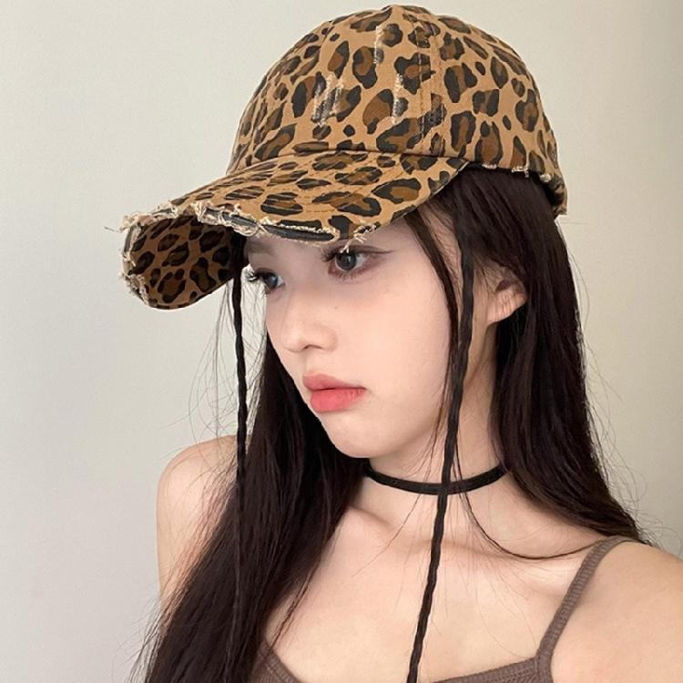 Cool Distressed Leopard Print Baseball Hat For Female and Teens Eye Catching Sun Hat For Streetwear Outdoor Actvitiy