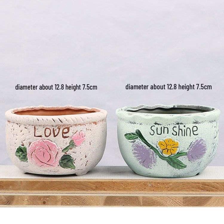 Unglasiertes Keramik-Sukkulenten-Blumentopf aus lila Ton - Klein, Schlichtes, Pastorales Design mit kostenlosem Versand