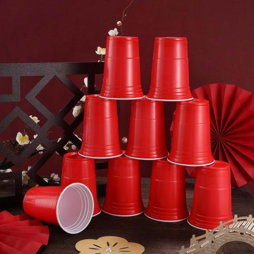 Gadpiparty Disposable Plastic Drink Cup, 450ml, Red, for Hotels, Restaurants, Beverage Shops, Outdoor Activities, Camping, Parties, Weddings, Family G