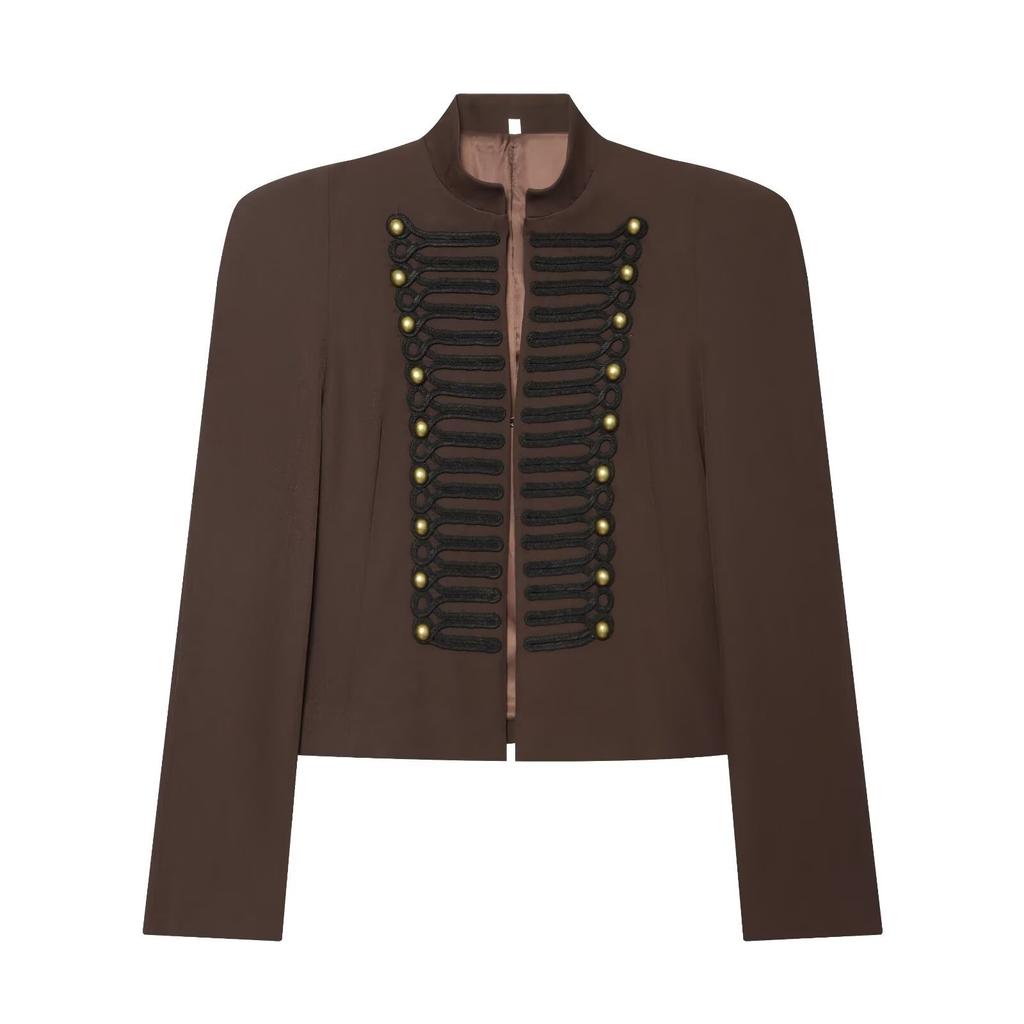2026 Summer New European and American Cross-border Women's Fashion Padded Shoulder Slim Short Suit Jacket W018 1790