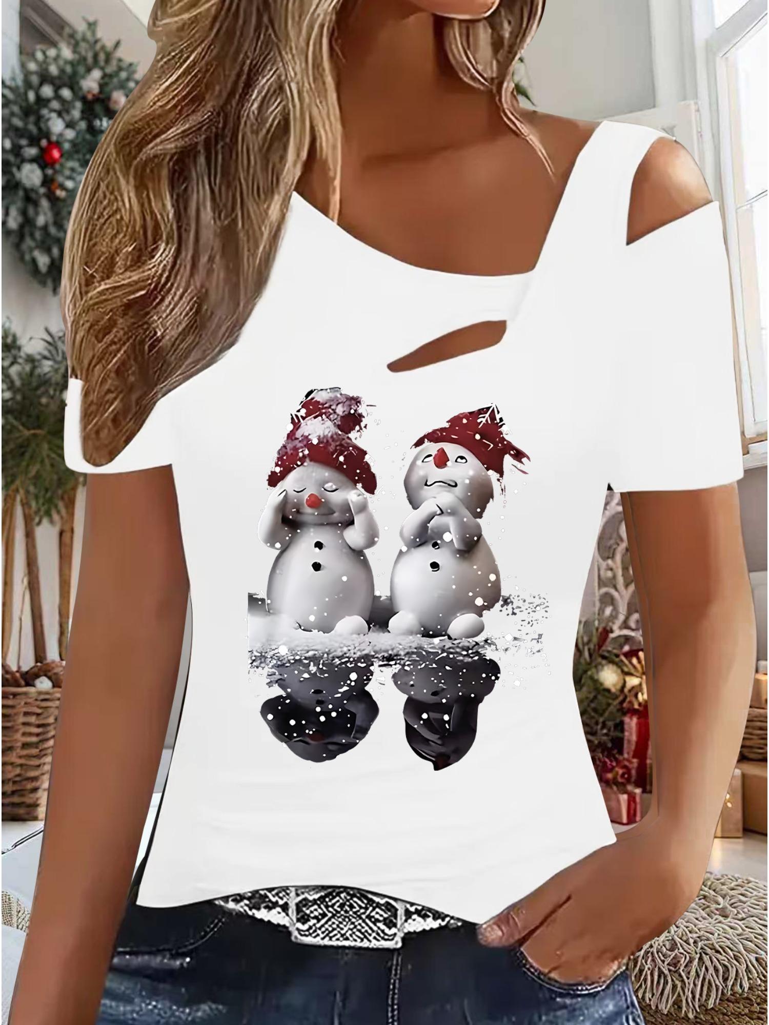 

Женский Новый Повседневный Топ Рождество Хэллоуин Рождественский Подарок Топы Рубашка Блузка XXL белый