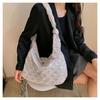 IELGY Cloud Bag Plaid Pleated One-Shoulder Cotton-Padded Bag Large-Capacity Casual Korean Version Diagon
