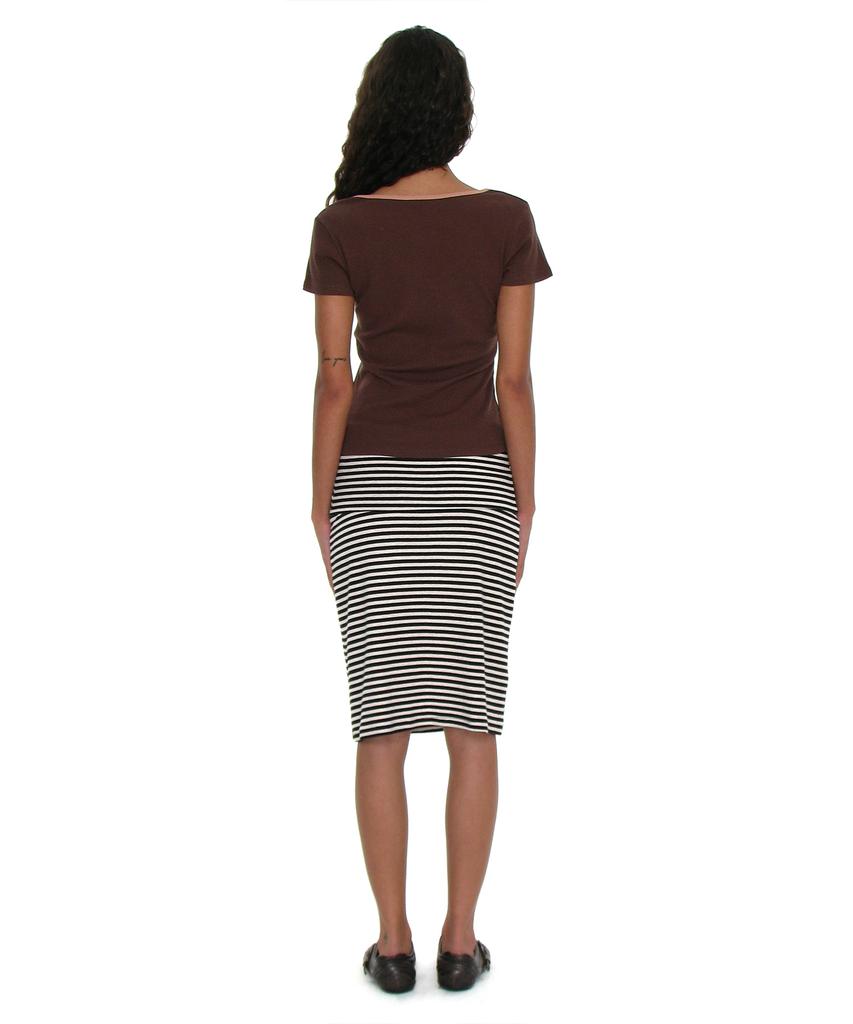 PARTIMENTO WOMEN Pwc Contrast Binding V-Neck Top_Brown