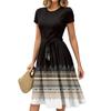 Mote Dame Casual Belte Kortermet Rund Hals Geometrisk Trykk Spleiset Elegant Temperament Kjoler