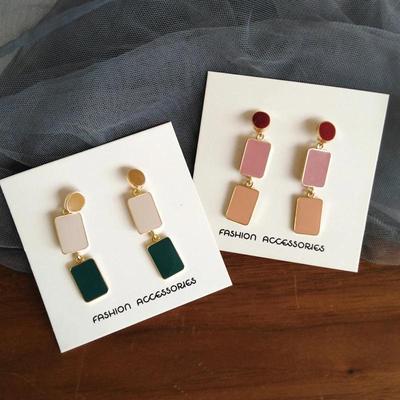 Irregular Square Drop Earrings for Ladies Korean Fashion Girls Dangle Earrings Multi-colored Oil Trendy Womens Ear Accessories