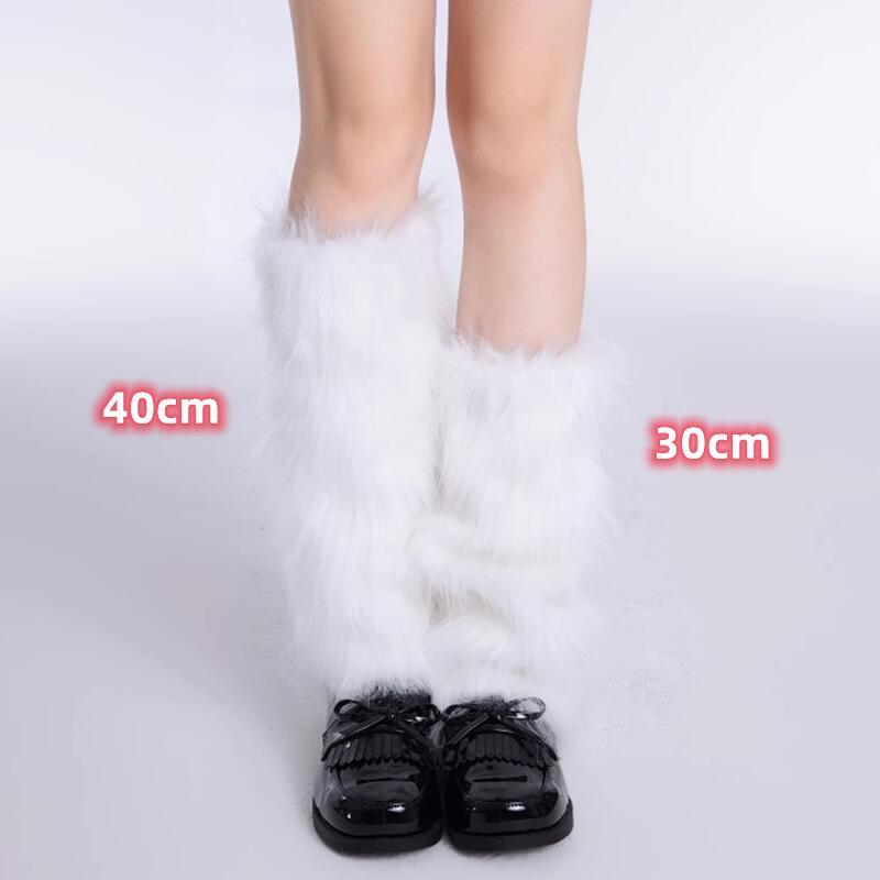 Heißes Mädchen Schwarz Plüsch Beinabdeckung Subkultur Herbst und Winter Plüsch Flor Wadenstrümpfe Frauen Weites Bein Schlankmachend Damen Beinabdeckung