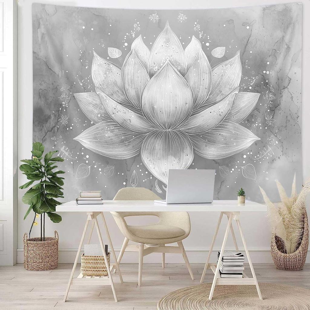 Meditation Yoga Floral Tapestry Lotus Flower Meditation Plant Petal Print Wall Hanging Blanket for Bedroom Hippie Lotus