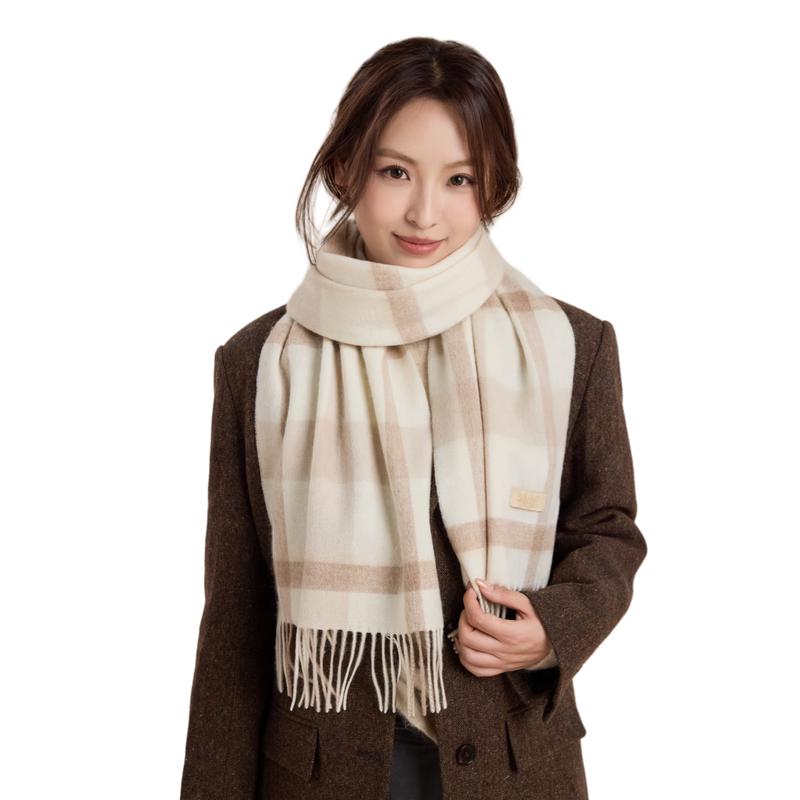 Yuxiaoduo 100% Pure Wool Plaid Scarf
