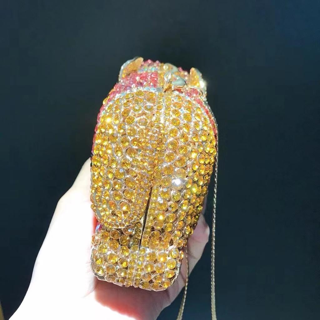 Elephant Style Evening Purse Clutches Pink/Yellow Rhinestone Crystal Women Wedding Bridal Handbags Girls Rhinestone Purses