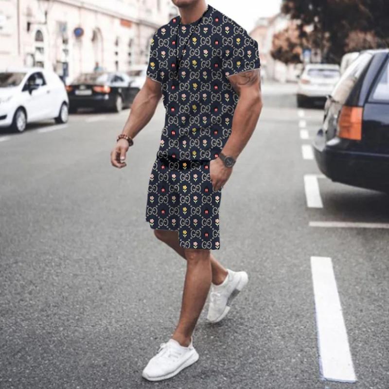 Y2k Summer Street Men's Daily Casual Fashion Loose Comfort Short Sleeve Outdoor Trend Sports Shorts Novelty Stripe Printing