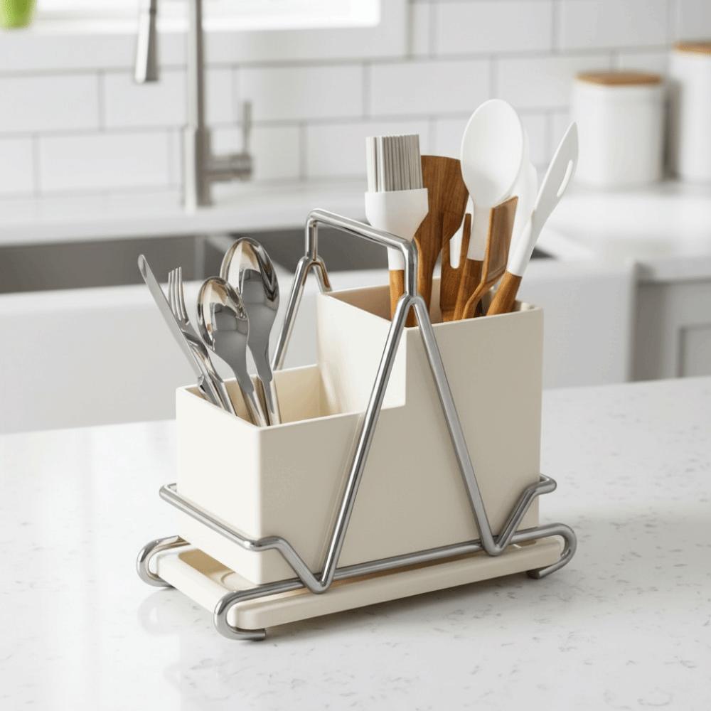 Stainless Steel Chopsticks Storage Box Countertop Type Utensil Holder Cutlery Storage Rack  Forks