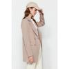 Mink Double Button Detailed Pocket Lined Blazer Woven Jacket Tctss22ce025