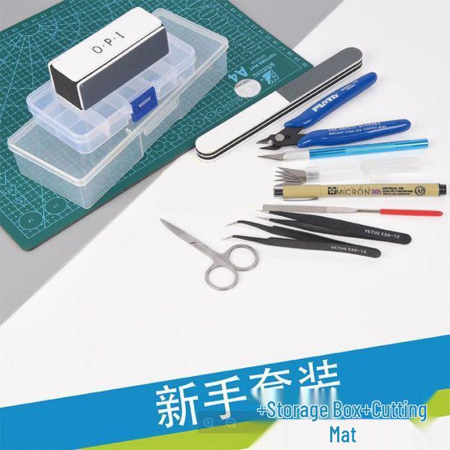 Gundam Modellmonteringsverktygssats: Avbitare, Hobbykniv, Pincetter, Elektrisk polermaskin