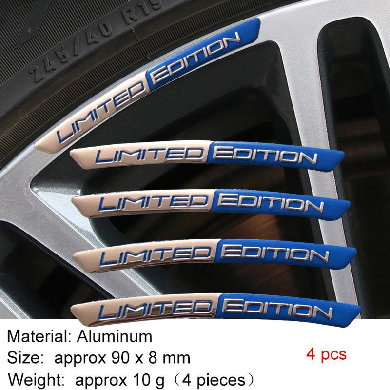 4x Aluminiowy Emblemat EDYCJA LIMITOWANA Naklejki na Piasty Kół Samochodowych Naklejka Pasek Dekoracyjny Obręczy Opony Akcesoria Uniwersalne Zewnętrzne do Auta