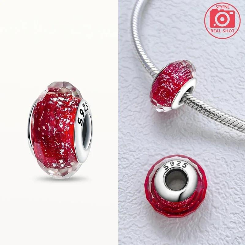 Real Coppercolored Shiny Murano Glass Beads Round Charms Fit Original Bracelet Diy Fine Jewelry Gifts For Women