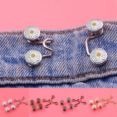 DIY No Sew Instant Adjustable Pants Buttons Kit Button Metal Jeans Waist Removable Buckle