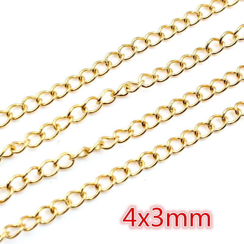 5 Meters/Lot Never Fade Stainless Steel Gold Plated Necklace Chains For DIY Jewelry Findings Making Materials Handmade Supplies