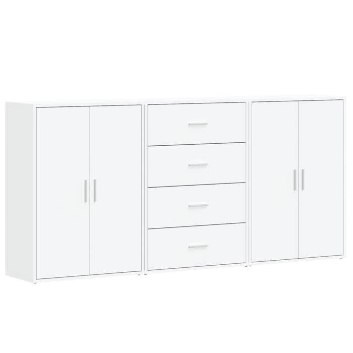 VidaXL Buffets 3 pcs blanc 60x31x84 cm bois d'ingénierie, armoire de rangement, meuble d'entrée, meuble d'appoint, meuble de 3276574