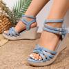 Wear-Resistant Comfortable Soft Sandals Women'S Summer Large Size Thick Bottom High Heeled Straw Sandals Elegant Party Shoes