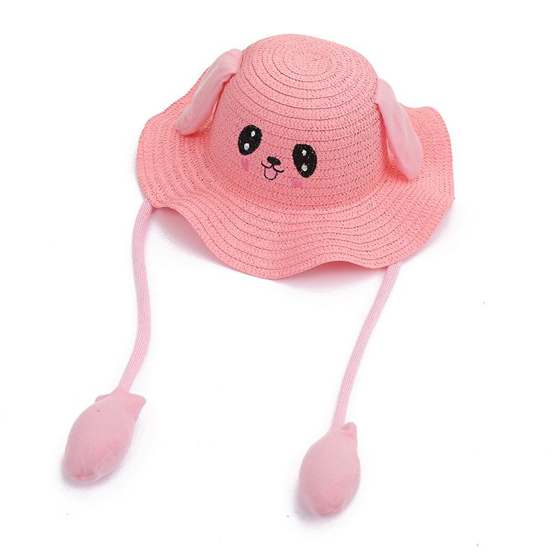 Influencer Style Moving Rabbit Ears Baby Sun Hat - Cute Airbag Cartoon Straw Hat for Summer Outings