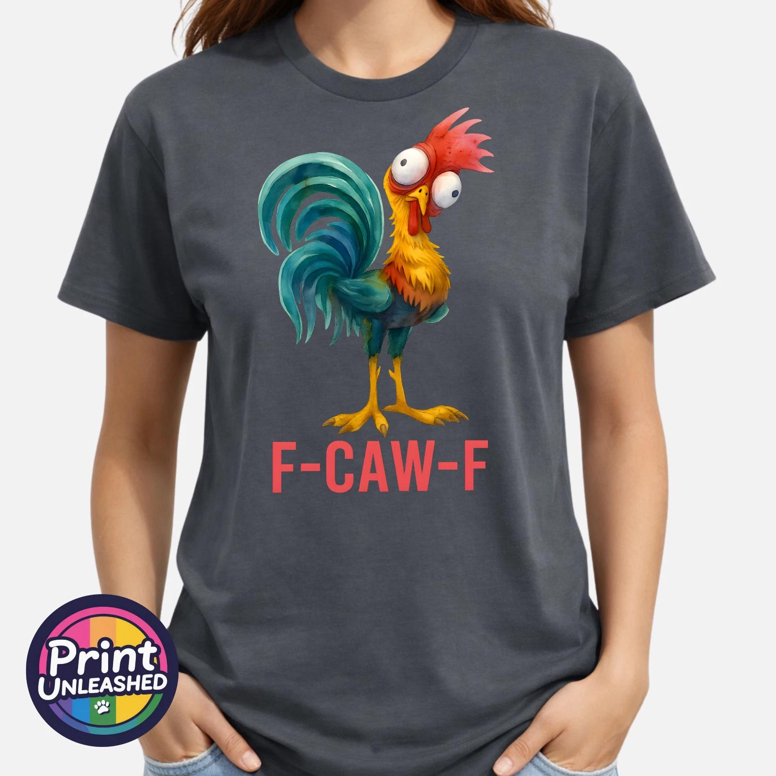 Funny F-CAW-F T-Shirt Chicken Graphic Unisex S-2XL Funny Slogan Tee Quirky Gift M