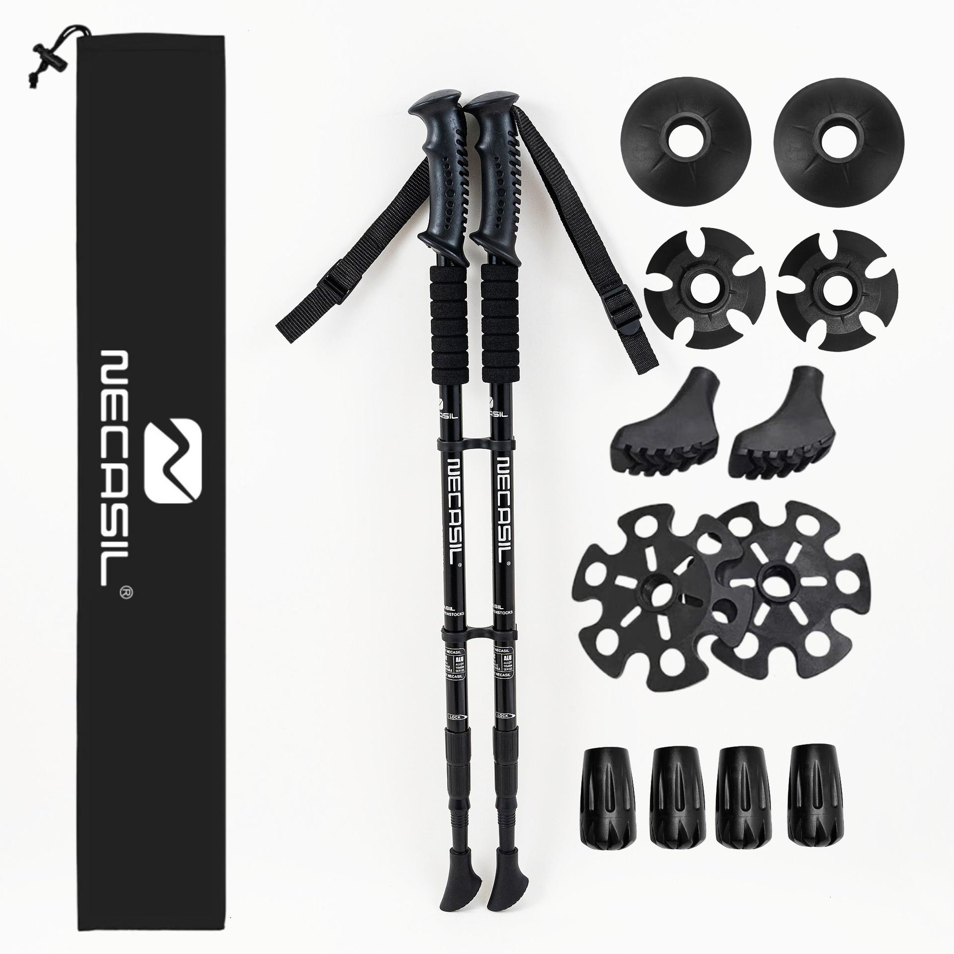 Outdoor Hiking Stick Cane Five-Section Ultra-Light Retractable Folding Cane Climbing Equipment Multifunctional Crutches 65-135cm