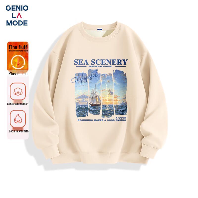 GENIOLAMODE Men's Autumn/Winter Heavyweight Loose-Fit Crewneck Sweatshirt