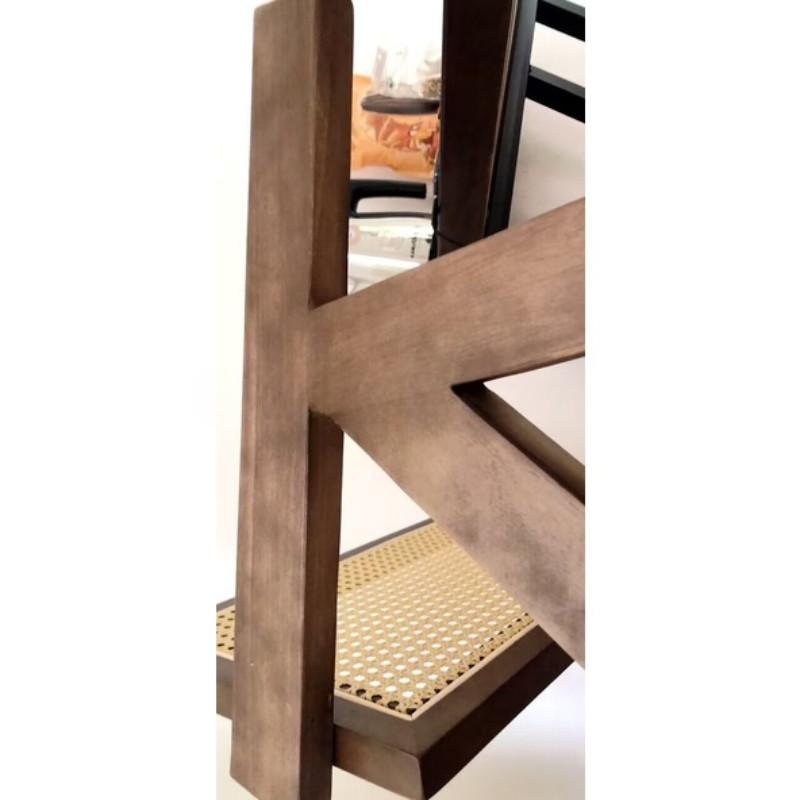 Mid-Century Rattan Stühle Wohnzimmer & Küche Holzstuhl mit handgewebtem Rattan-Rückenlehne Heim-Freizeitstuhl
