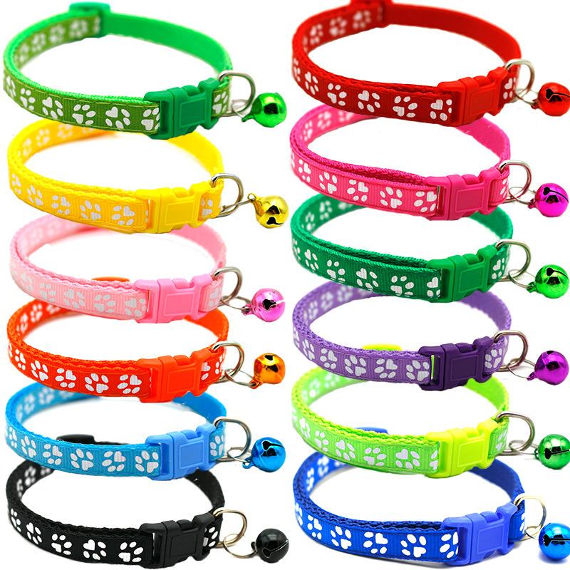 

LWN Cute Paw Printing Adjustable Collar with Bell for Pet Cat Dog