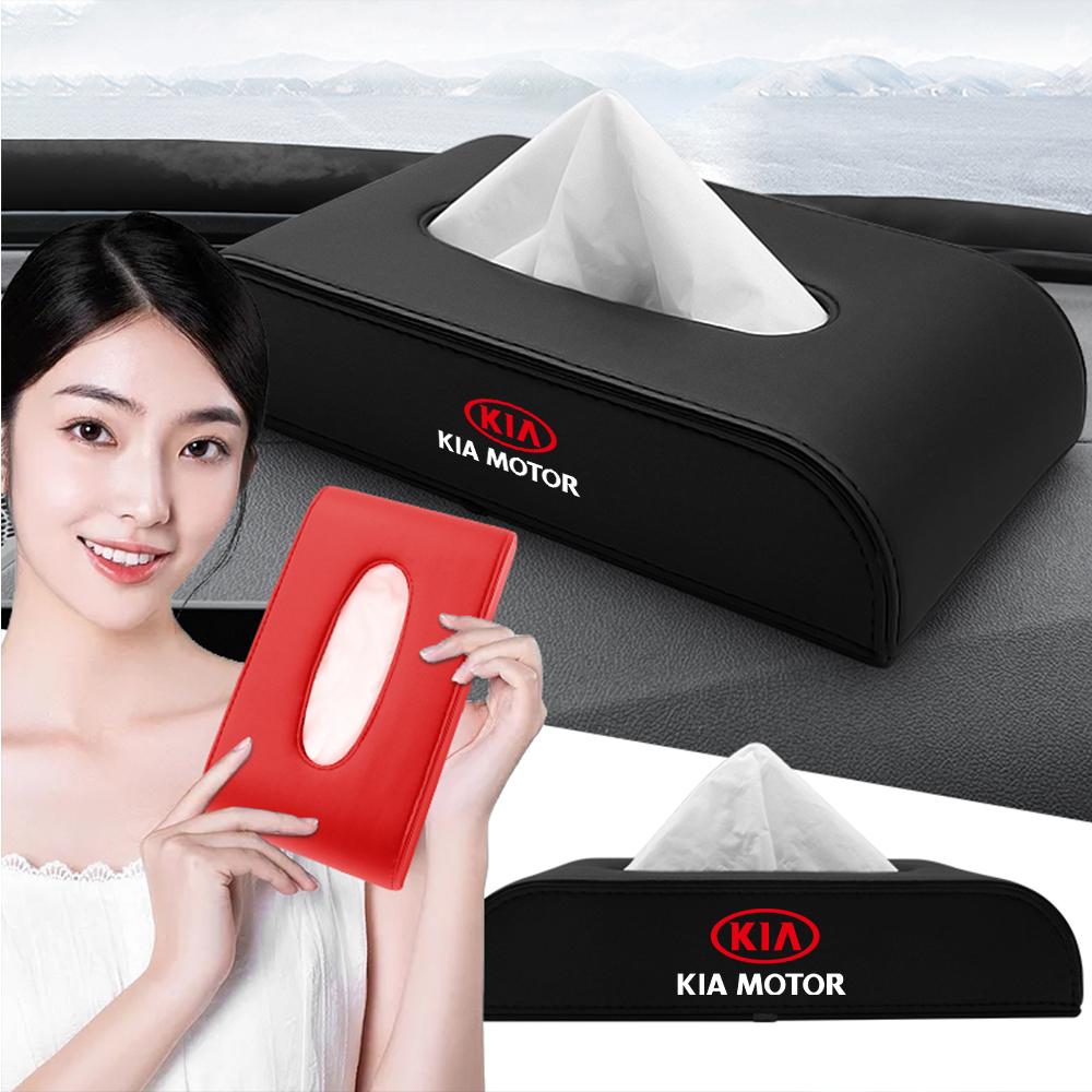 2026 Hot Car Sticker New 3D Leather Tissue Box Drawer Desktop Kitchen Napkin Storage Boxes For KIA Sportage Ceed Sorento Cerato 
