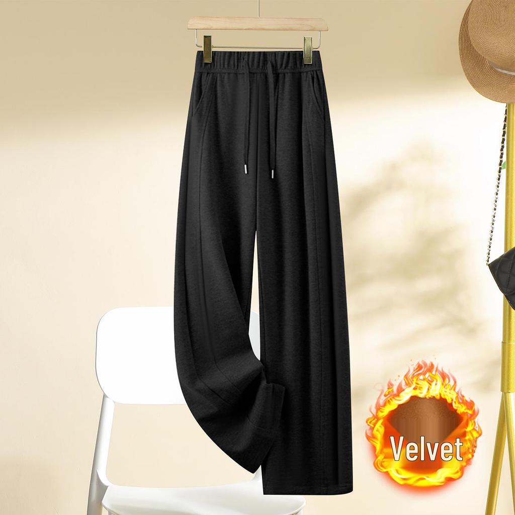 2025 Spring/Autumn Women's High Waist Elastic Drape Pants: Popular Light Luxury Style with Narrow to Wide Leg Design