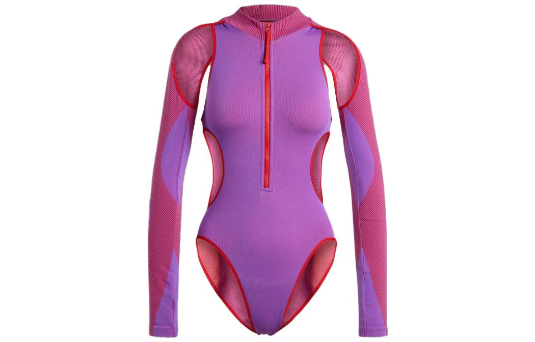 Adidas Bodysuits Women s Bright Purple Stand Collar Straight Fit IB1256 S